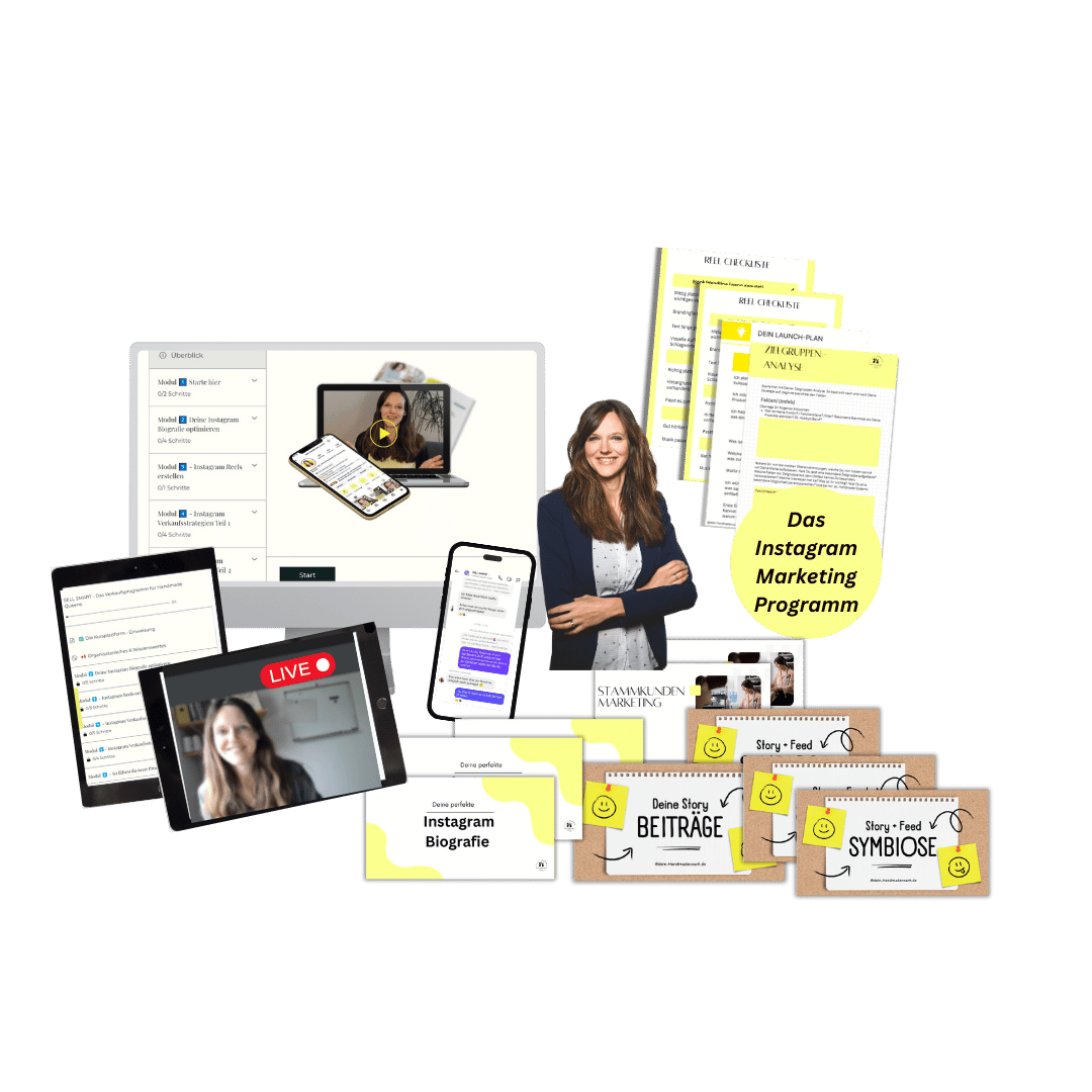 Selbstgemachtes schneller verkaufen durch Instagram Marketing f&uuml;r den Onlineshop Mock up Instagram Kurs