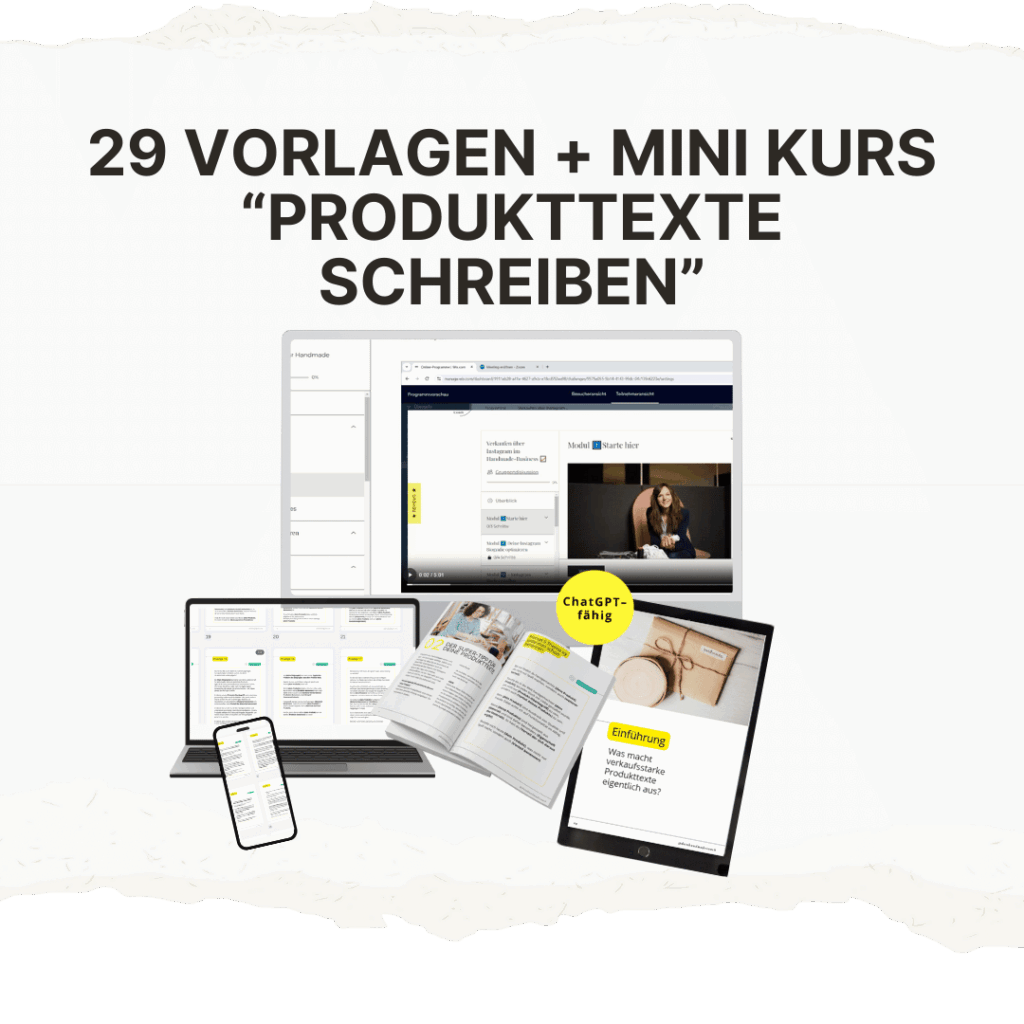 Produkttexte Vorlagen f&uuml;r Onlineshop Kurs Mock Up
