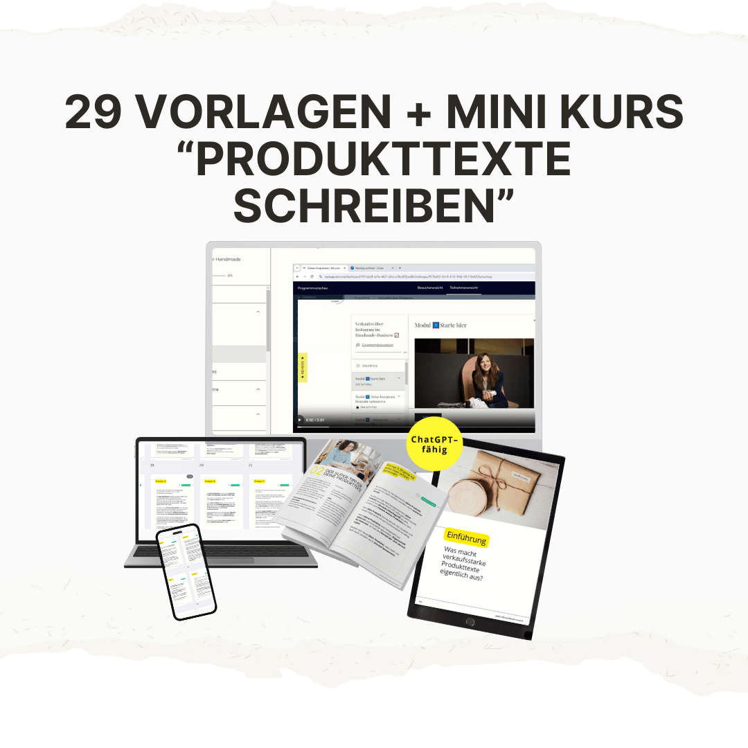 Produkttexte Vorlagen f&uuml;r Onlineshop Kurs Mock Up